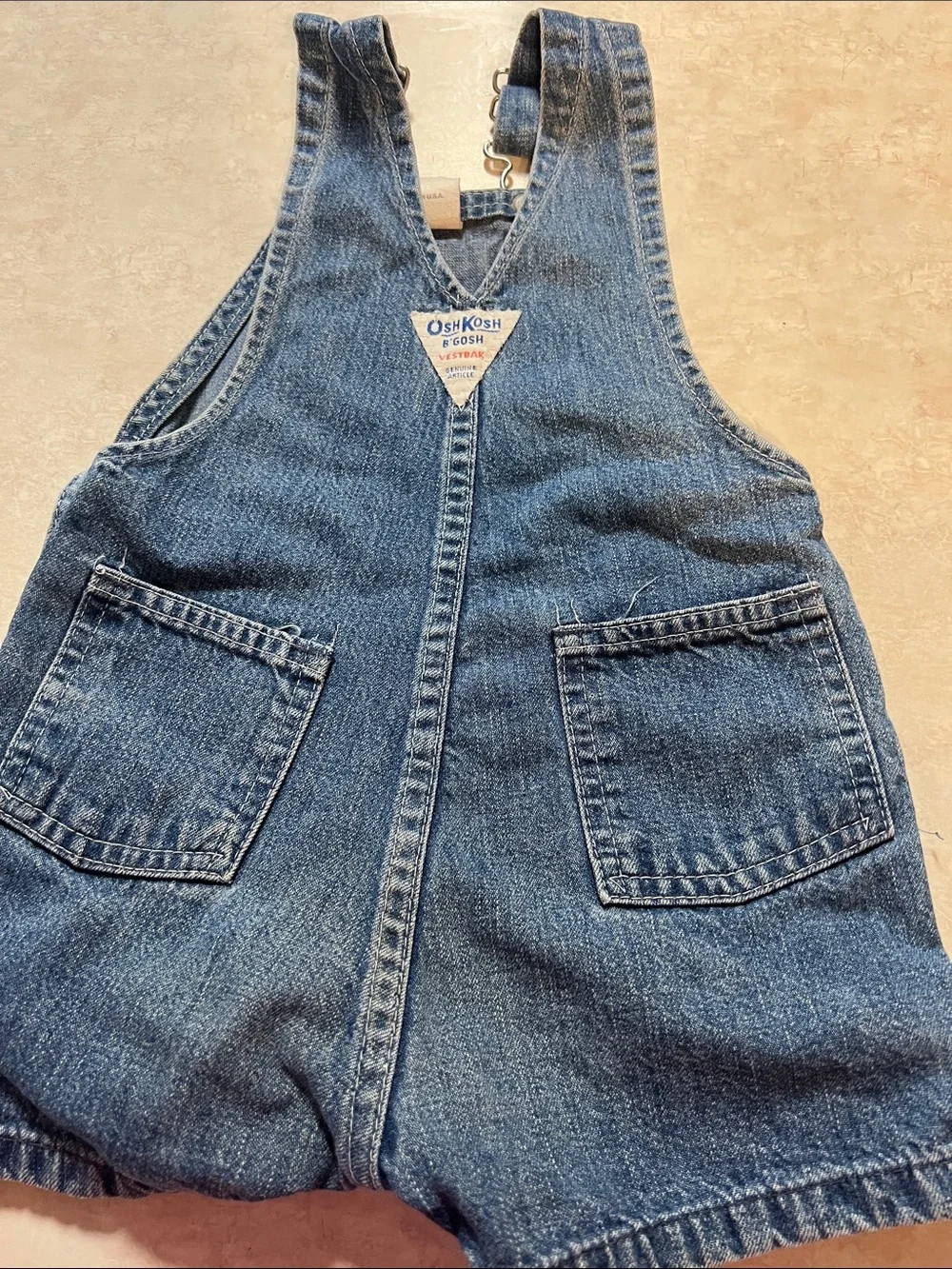 OshKosh B'gosh Vintage Denim Short Overalls in Blue